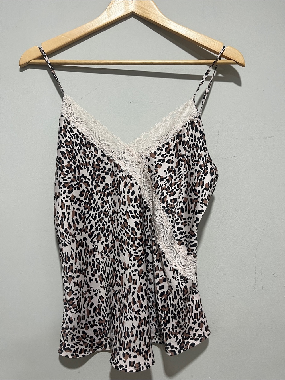 Love by Gap Leopard Lace-Trim Camisole Tank Top - White/Brown